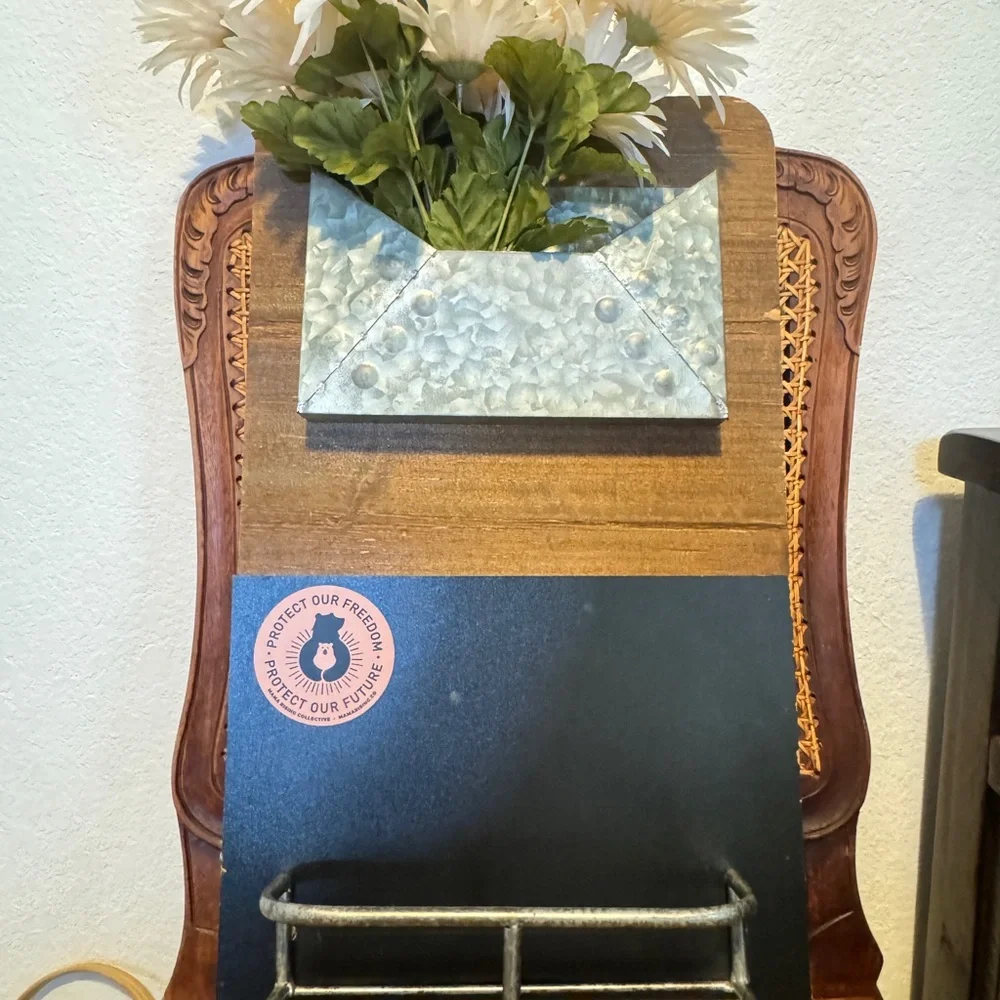 Rustic Mail and Key Holder, Chalkboard & Wall Storage Unit Entryway Organizer